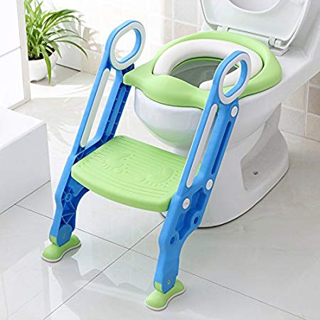 Potty Toilet Trainer Seat with Step Stool Ladder Adjustable Baby Toddler Kid Potty Toilet Seat for Boy and Girl Children’s Toilet Training Seat Chair