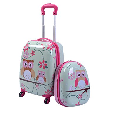 Goplus 2Pc 12" 16" Kids Upright Hard Side Carry On Luggage Set