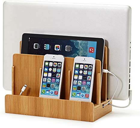 Great Useful Stuff Eco-Friendly Bamboo Multi-Device Charging Station and Dock