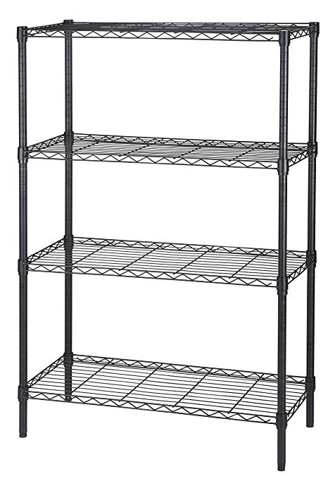 Finnhomy 4-Tier Thicken Pole Heavy Duty Wire Shelving Unit Adjustable Steel Wire Rack Shelving 4 Shelves Steel Storage Rack with Stable Leveling Feet, Black