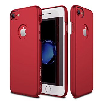 iPhone 7 Red Case, Patchworks Slim Fit Shell Thin 3H UV Coated Protective Scratch Resistant Hard Back Cover for iPhone 7