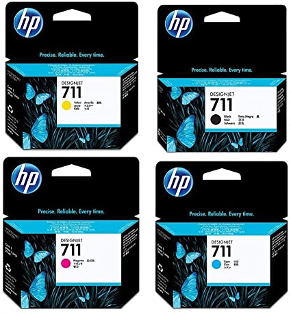 HP 711 Ink Cartridge Bundle Consists of HP 711 38-ML Black Ink Cartridge, P 711 29-ML Cyan Ink Cartridge, P 711 29-ML Magenta Ink Cartridge, P 711 29-ML Yellow Ink Cartridge