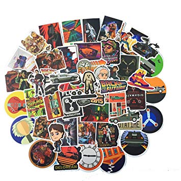 50pcs Back to The Future Fans Stickers for Laptop Water Bottle Luggage Snowboard Bicycle Skateboard Decal for Kids Teens Adult Waterproof Aesthetic Stickers