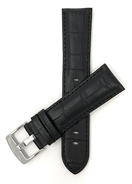 18mm - 26mm Mens' Alligator Style Genuine Leather Watch Strap Band, Comes in Black, Brown, Blue, Red, Tan and Dark Tan