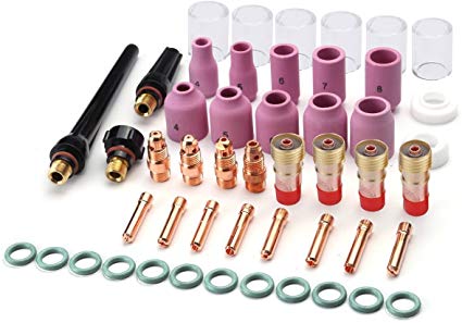RX WELD 49PCS TIG Welding Torch Stubby Gas Lens #10 Pyrex Glass Cup Kit For WP-17/18/26 (49PCS)
