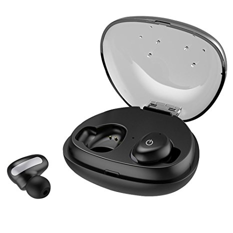 Bluetooth Wireless Earbuds, Hanith True Wireless Stereo Earphones IPX5 Sweatproof Secure Fit Wireless Sports Headphones Bluetooth 4.2 Dual Mini Wireless Earbuds with Mic and Portable Charging Case