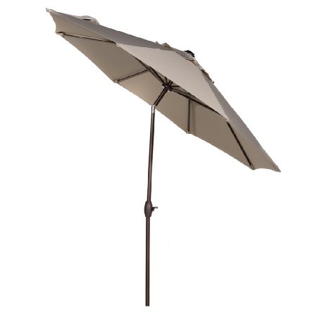 Abba Patio 9' Sunbrella Fabric Aluminum Patio Umbrella with Auto Tilt and Crank, 8 Ribs, Beige