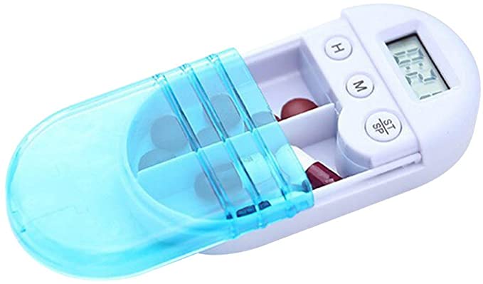 Milisten Pill Box with Alarm Reminder 2 Times a Day Medication Organizer Timer Digital Electronic Smart for Outdoor Travel Dispenser 1 Pc