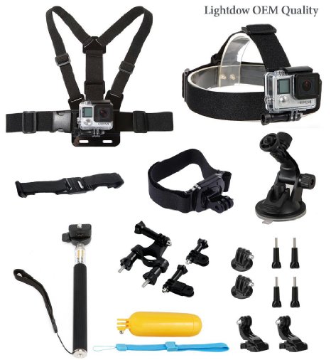 Lightdow OEM Pro Accessory Kit Amateur - Prosumer - Professional Sports Camera Accessories Bundle for LD4000 LD6000 LD 4K Go Pro Gopro Camera (Prosumer Bundle)