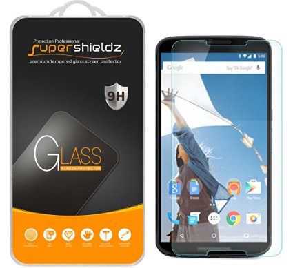 [2-Pack] Nexus 6 Tempered Glass Screen Protector, Supershieldz® Anti-Scratch, Anti-Fingerprint, Bubble Free [ Lifetime Warranty]