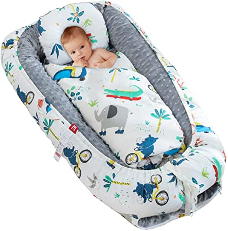 DaMohony Baby Lounger, Newborn Baby Bassinet for Bed Portable Cosleeping Baby Bed for Bedroom, Cuddling, Lounging and Travel