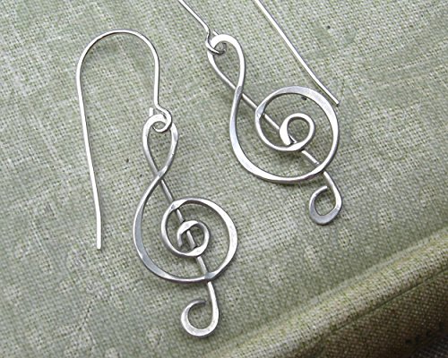 Treble Clef Sterling Silver Wire Earrings