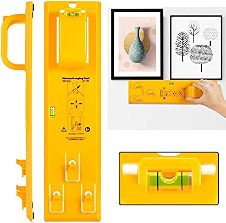 Picture Hanging Tool with Level Easy Frame Picture Hanger Wall Hanging Kit for Marking Position,Hooks,Nails and Hanger Level