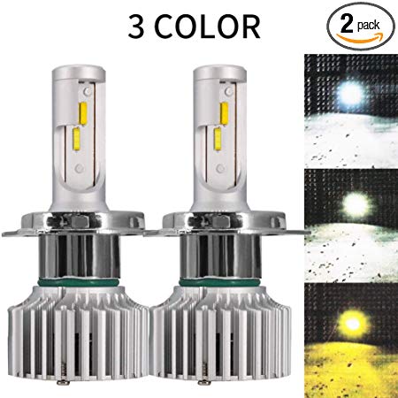 H4 9003 HB2 LED Headlight Bulb Hi/Low Beam 3 Color Canbus Conversion Kit Adjustable Beam Extremely Bright For Car Vehicles Truck Replacement(Pack of 2)