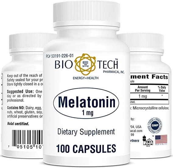 Bio-Tech Pharmacal Melatonin (1mg, 100 Capsules)
