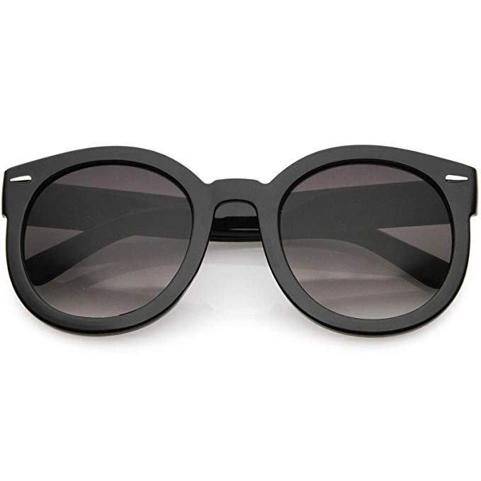 zeroUV - Round Retro Oversized Sunglasses for Women with Colored Mirror and Neutral Lens 53mm