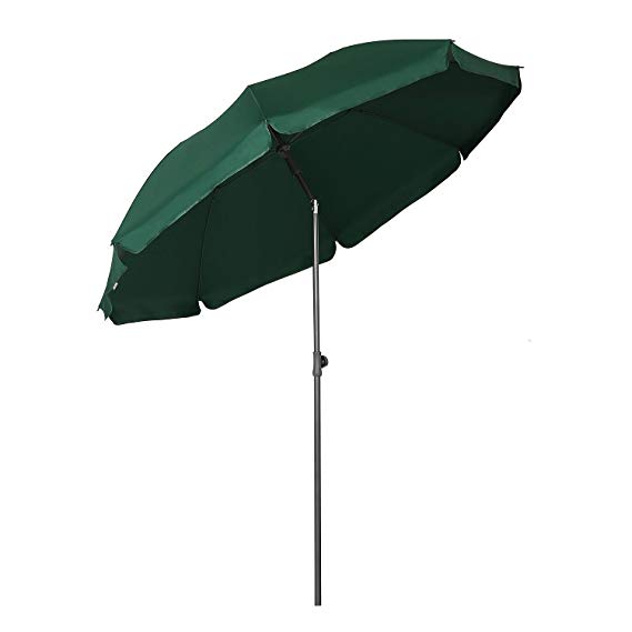 Sekey® Ø 6.5ft / 2m Garden Parasol Umbrella Outdoor Sun Shade for Beach/Pool/Patio Umbrellas Green Round Sunscreen UV25