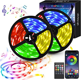 LED Strip Lights with Remote 10m(2x5m), APP Control Music Sync & 5050RGB Colour Changing Led Lights for Bedroom Decor, Timer & Schedule Led Light Strips for Home Party Kitchen TV Decoration