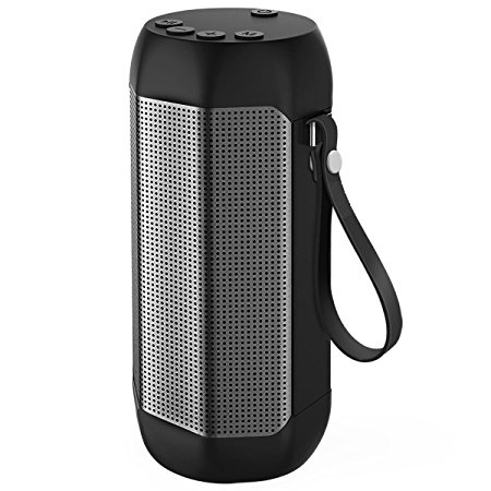 Kissral Portable Bluetooth Speaker, Wireless Speaker Outdoor Strong Bass 24 Hours Playing Time with TF Card and FM Radio - Black