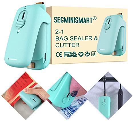 Mini Bag Sealer, Bag Sealer, Mini Portable Sealer, Handheld Heat Sealer, 2 in 1 Heat Sealer and Cutter Portable Bag Resealer Sealer Quick Seal for Plastic Bags Food Storage Snack Fresh Bag Sealer