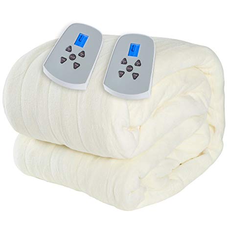 Westerly King Size Microfleece Electric Heated Blanket with Dual Controllers, Cream