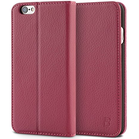 iPhone 6 Case, iPhone 6S Case - BEZ® Wallet Case for iPhone 6 6S Protective PU Leather Flip Cover with Credit Card Holders, Kick Stand, Money Pouch, Magnetic Closure, Pink