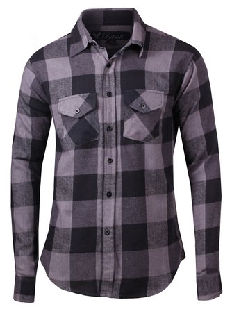 Taylor Perform Men's Long Sleeve Plaid Checked Flannel Button Down Shirt
