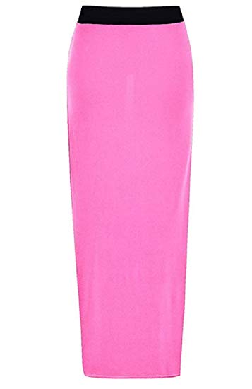 OgLuxe Ladies Elasticated Full Length Stretchy Jersey Womens Plain Maxi Skirt Size 6-24