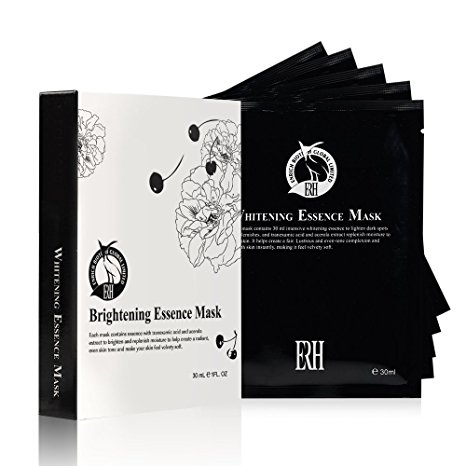 Brightening Face Mask For Women and Men By ERH - Top Rated Natural, Hydrating and Skin Toning Formula, Beauty Spa Facials At Home. 5 Full Sheet Masks In A Pack