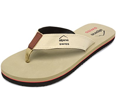 alpine swiss Men's Flip Flops Beach Sandals Lightweight EVA Sole Comfort Thongs