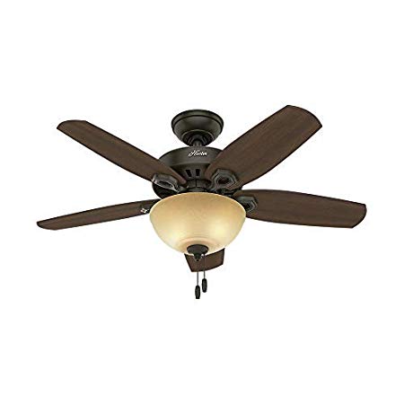 Hunter Indoor Ceiling Fan with light and pull chain control - Builder 42 inch, New Bronze, 52218