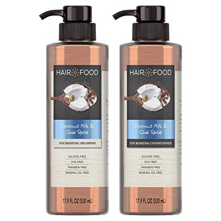Hair Food, Shampoo and Conditioner Kit, Sulfate & Dye Free, Coconut & Chai Spice Nourishment Formula, 17.9 fl oz, Dual Pack