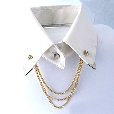 2 Pieces of Goldtone Iced Out Pyramid Collar Brooch