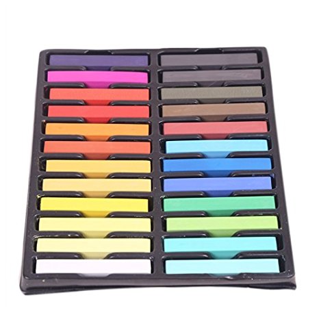Magic Beauty Hair Chalk - Set of 24 Color Sticks of Temporary Nontoxic Hair Dye You Color on - No Messy Rinses or Creams - Washes Out Completely - For Halloween, Theater, Cosplay, Going Out & More