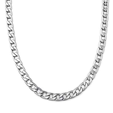 Monily 4-8.5MM 16-36 Inches Stainless Steel Curb Chain Necklace Mens Womens Necklace Jewelry