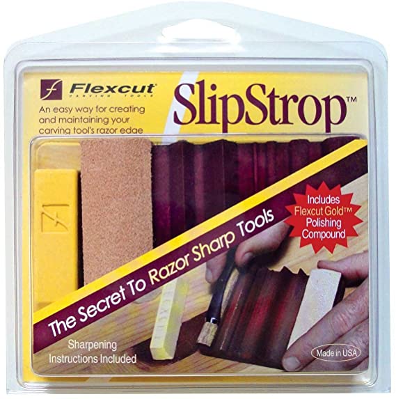 Flexcut Slipstrop, for Polishing and Deburring V-Tools and Gouges, Flexcut Gold Polishing Compound Included, (PW12)