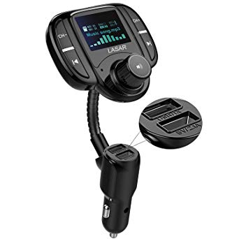 Car Bluetooth FM Transmitter - Wireless Radio Adapter Hands-Free Kit with 1.7 Inch Display, QC3.0 and Smart 2.4A USB Ports, AUX Output, TF Card Mp3 Player