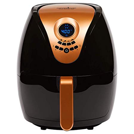 Copper Chef 3.2 QT Black and Copper Air Fryer Plus- Turbo Cyclonic Airfryer With Rapid Air Technology For Less Oil-Less Cooking.