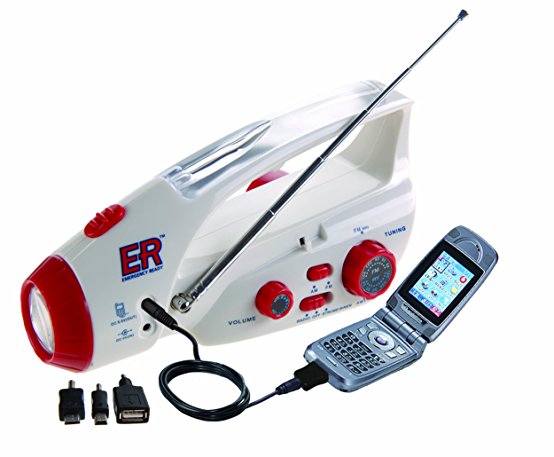 ER Emergency Ready Hand-Crank Powered Flashlight and AM/FM Radio