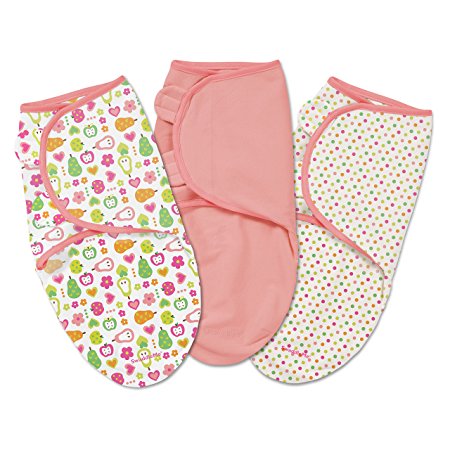 Summer Infant SwaddleMe 3 Piece Adjustable Infant Wrap, Fun Fruits, Small/Medium