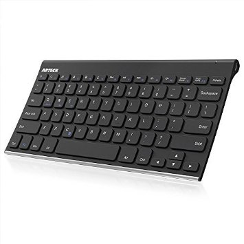 Arteck Stainless Steel Universal Portable Wireless Bluetooth Keyboard for iOS Android Windows Tablet PC Smartphone Built in Rechargeable 6 Month Battery