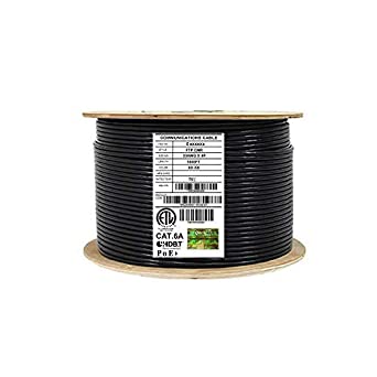 Cat6A Shielded Riser (CMR), 1000ft, FTP 23AWG, Solid Bare Copper, 650MHz, 10Gb Speeds, UL Listed, UL-LP Certification, Higher Performance PoE, Bulk Ethernet Cable Reel, Black