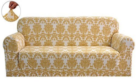Chunyi Printed Sofa Covers 1-Piece Spandex Fabric Slipcover Loveseat Yellow Flower