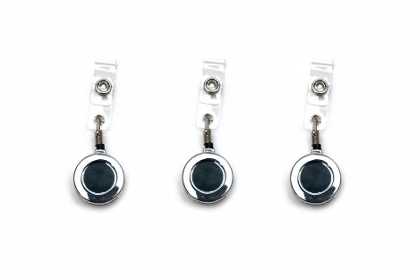 Blue Shoe Guys Premium Heavy Duty Chrome Badge Reels for Key & ID Cards - Made of Industrial Strength Zinc Alloy with Twist Proof Case & Belt Clip | 3-Pack | Love It Or It's Free Guaranteed - 100%