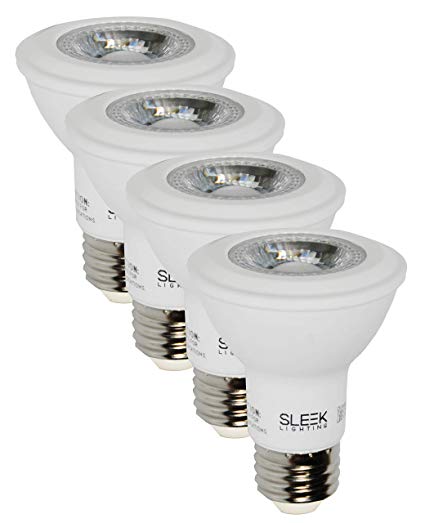 SleekLighting Par 20, LED 7.2 Watt"Dimmable" Wide Flood Light Bulb(40°), Warm White (3000K), 520 Lumens, E26 Medium Base, 50 Watt Equivalent, UL Approved (Pack of 4)