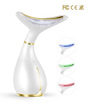 Ms.W Anti Aging Face Massager for Reducing Wrinkles & Firming Skin, 3 Color LED Light Therapy Facial Massager, Double Chin Reducer, Sonic Vibration Skin Care Device