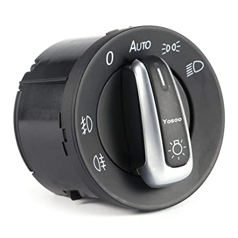 Yosoo Auto Headlight Switch Control for Volkswagen VW Jetta Golf MK5 MK6 GTI Tiguan(Chrome, Black)