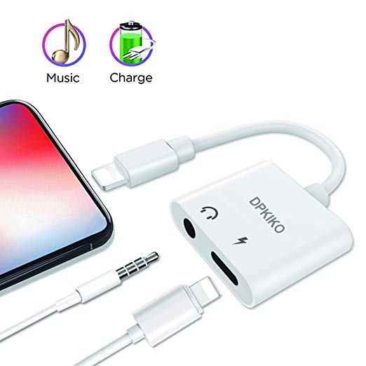 3.5mm Headphone Jack Adapter,2 in 1 Audio Aux & Charge Adapter Charger Connector Compatible with iPhone Xs/Xs Max/XR/iPhone 8/8 Plus/X (10) / 7/7 Plus