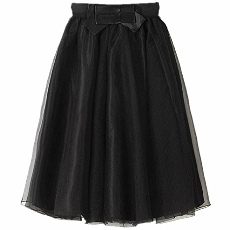YSJ Lady's Organza Princess Skirt Bowknot Pleated Midi/Knee Length Tutu Skirts