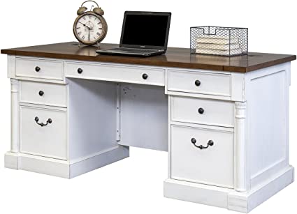 Martin Furniture Durham Double Pedestal Executive Desk, White